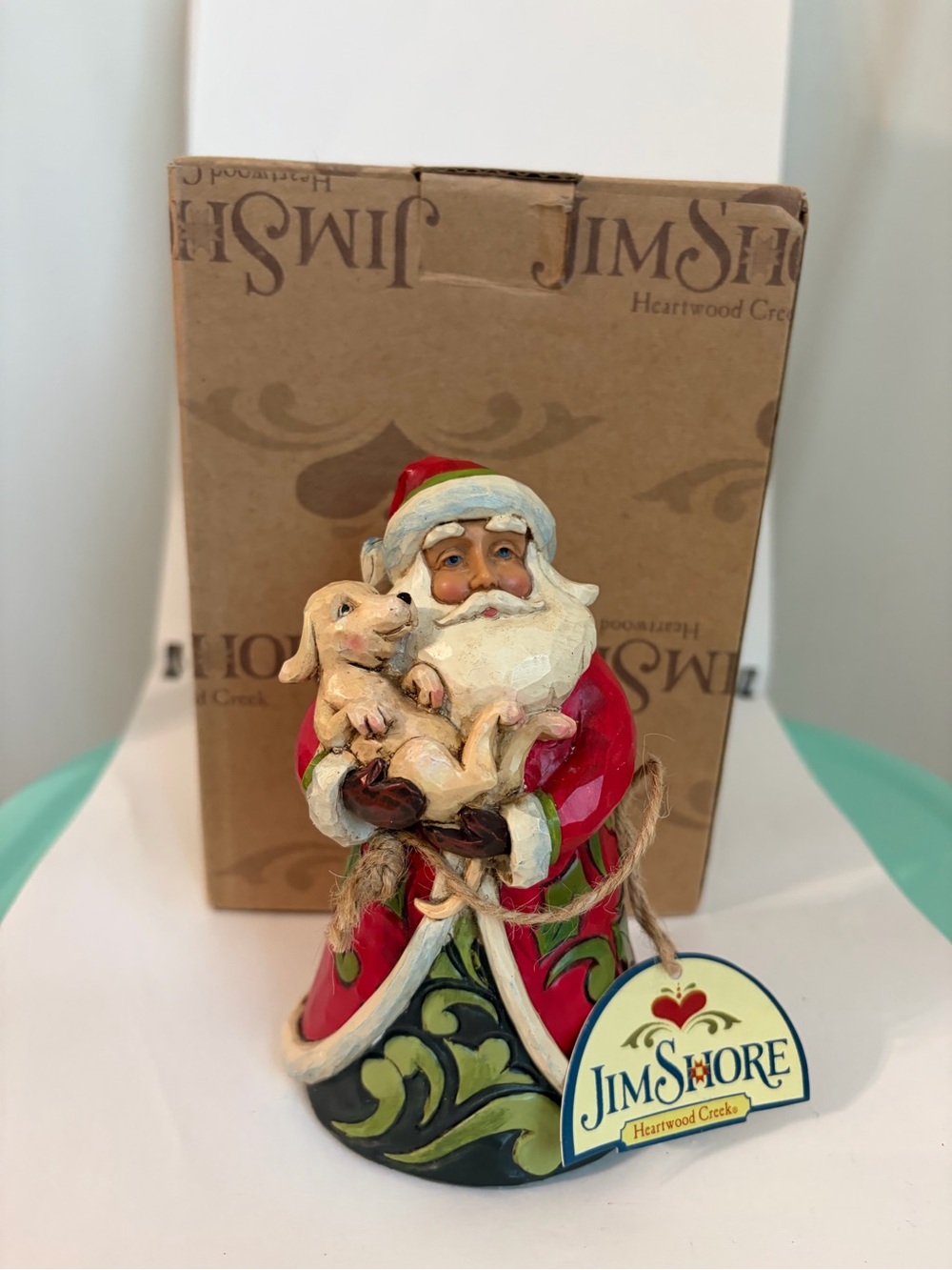 Jim Shore 2014  Pint Sized Santa with Puppy 5.5” Christmas Figurine